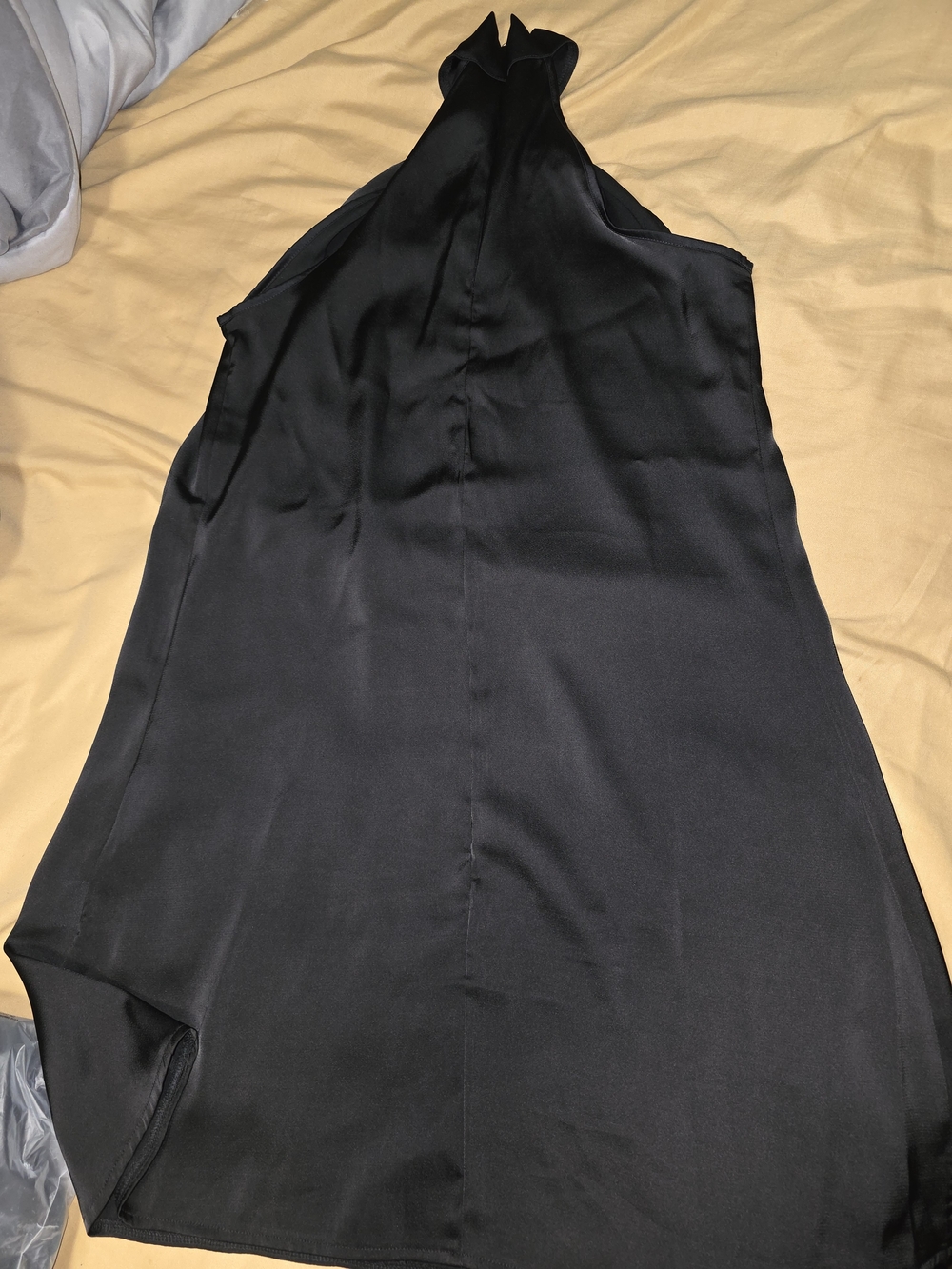 Black Satin Halter Neck Dress